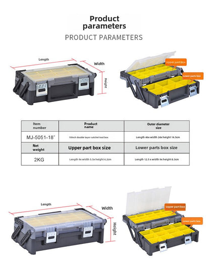 18 Inch Portable Plastic Cantilever Tool Box Organizer with Removable Compartments, Great Organization and Storage for Hardware, Assorted Nails, Dowels, Washers, Screws, Nuts and Bolts