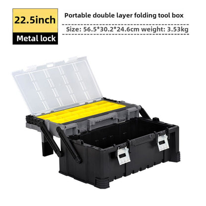 18 Inch Portable Plastic Cantilever Tool Box Organizer with Removable Compartments, Great Organization and Storage for Hardware, Assorted Nails, Dowels, Washers, Screws, Nuts and Bolts