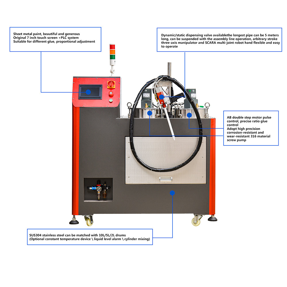 Double Liquid AB Adhesive Dispenser Equipment with Dispensing Valve