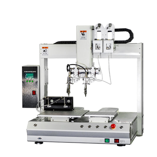 Two-head automatic soldering machine with two worktables