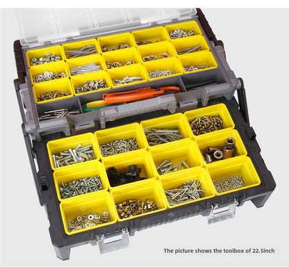 18 Inch Portable Plastic Cantilever Tool Box Organizer with Removable Compartments, Great Organization and Storage for Hardware, Assorted Nails, Dowels, Washers, Screws, Nuts and Bolts